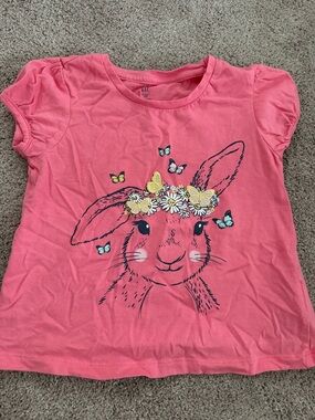 Baby Gap Girls' Pink Bunny Floral Graphic Tee